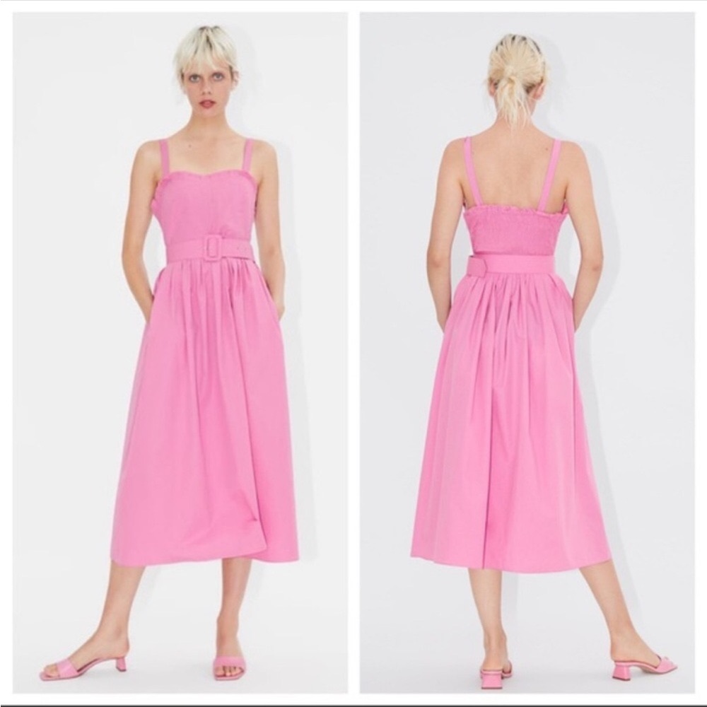 Limited Edition Pink Belted Poplin Dress
